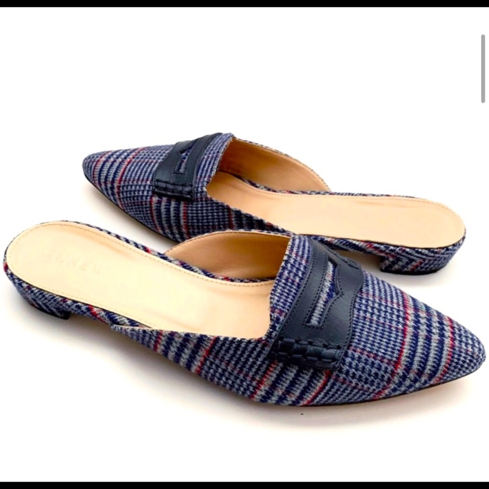 J.Crew Mule Plaid Flats size 6.5